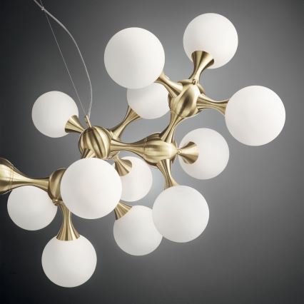 Ideal Lux - Luster na sajli NODI 15xE14/28W/230V promjer 105 cm mesing/bijela