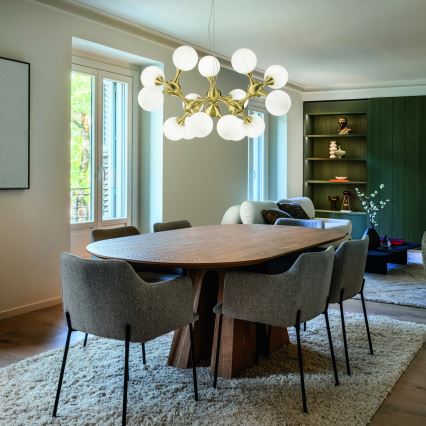 Ideal Lux - Luster na sajli NODI 15xE14/28W/230V promjer 105 cm mesing/bijela