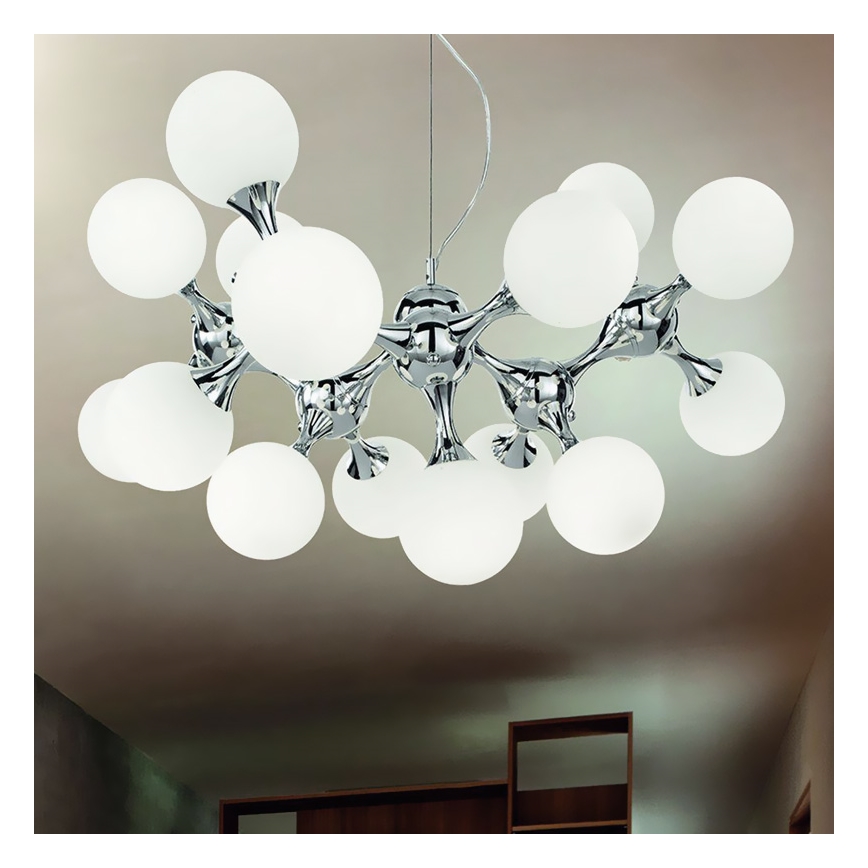 Ideal Lux - Luster na sajli NODI 15xE14/28W/230V sjajni krom/bijela