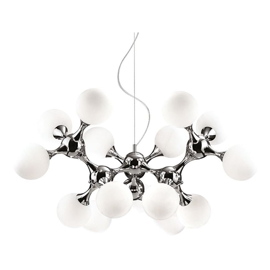 Ideal Lux - Luster na sajli NODI 15xE14/28W/230V Ø 105 cm sjajni krom/bijela
