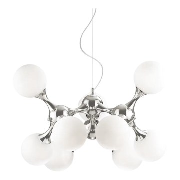 Ideal Lux - Luster na sajli NODI 9xE14/28W/230V pr. 80 cm sjajni krom/bijela