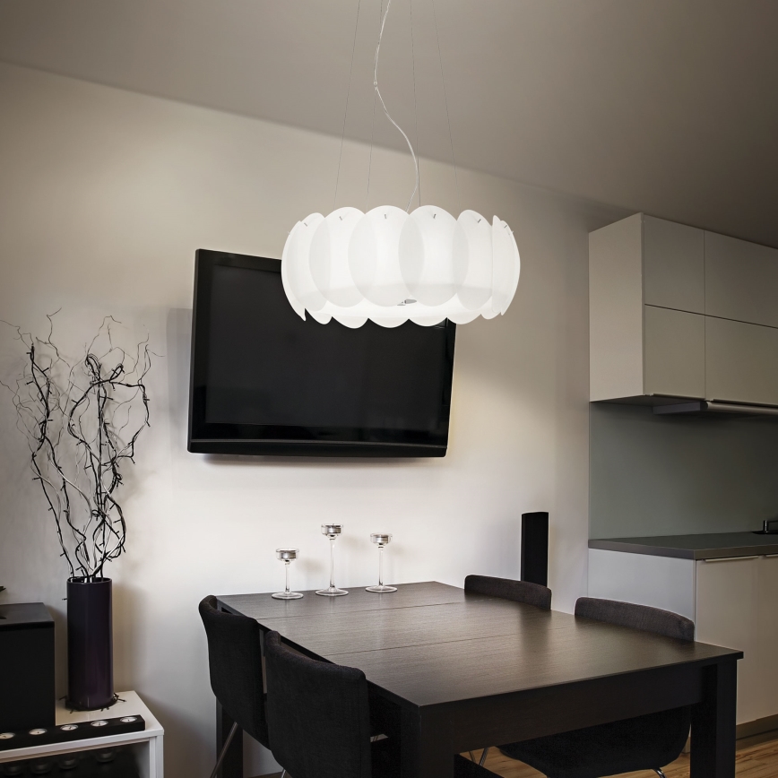 Ideal Lux - Luster na sajli OVALINO 5xE27/60W/230V Ø 44 cm bijela