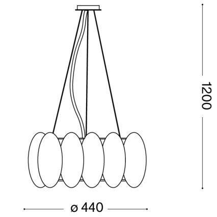 Ideal Lux - Luster na sajli OVALINO 5xE27/60W/230V Ø 44 cm bijela