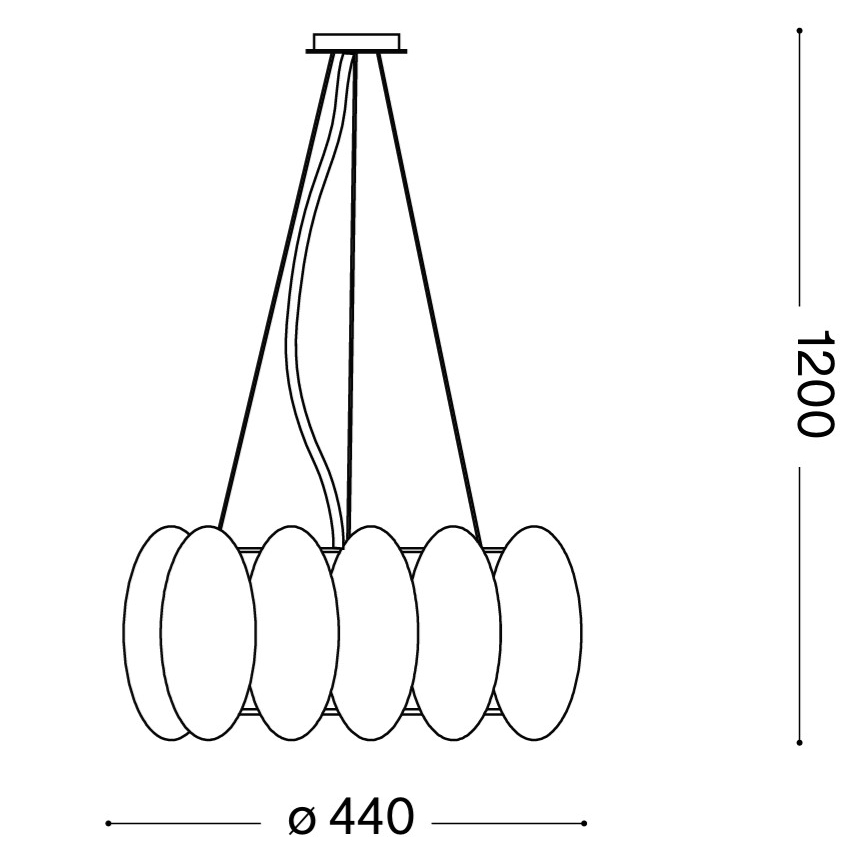 Ideal Lux - Luster na sajli OVALINO 5xE27/60W/230V Ø 44 cm bijela