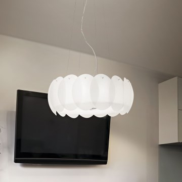Ideal Lux - Luster na sajli OVALINO 8xE27/60W/230V Ø 55 cm bijela