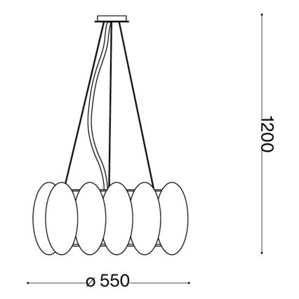 Ideal Lux - Luster na sajli OVALINO 8xE27/60W/230V Ø 55 cm bijela