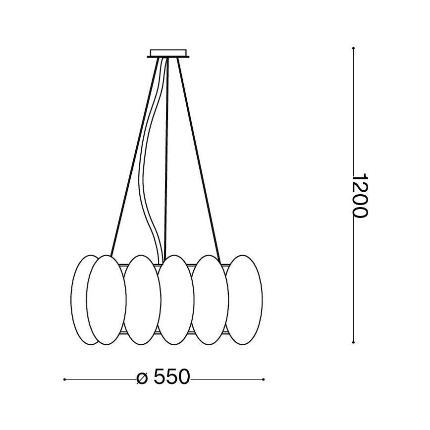 Ideal Lux - Luster na sajli OVALINO 8xE27/60W/230V Ø 55 cm bijela