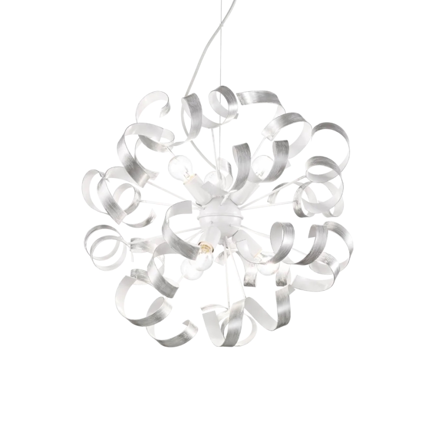 Ideal Lux - Luster na sajli VORTEX 6xE14/40W/230V pr. 53 cm srebrna/patina