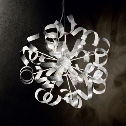 Ideal Lux - Luster na sajli VORTEX 6xE14/40W/230V pr. 53 cm srebrna/patina
