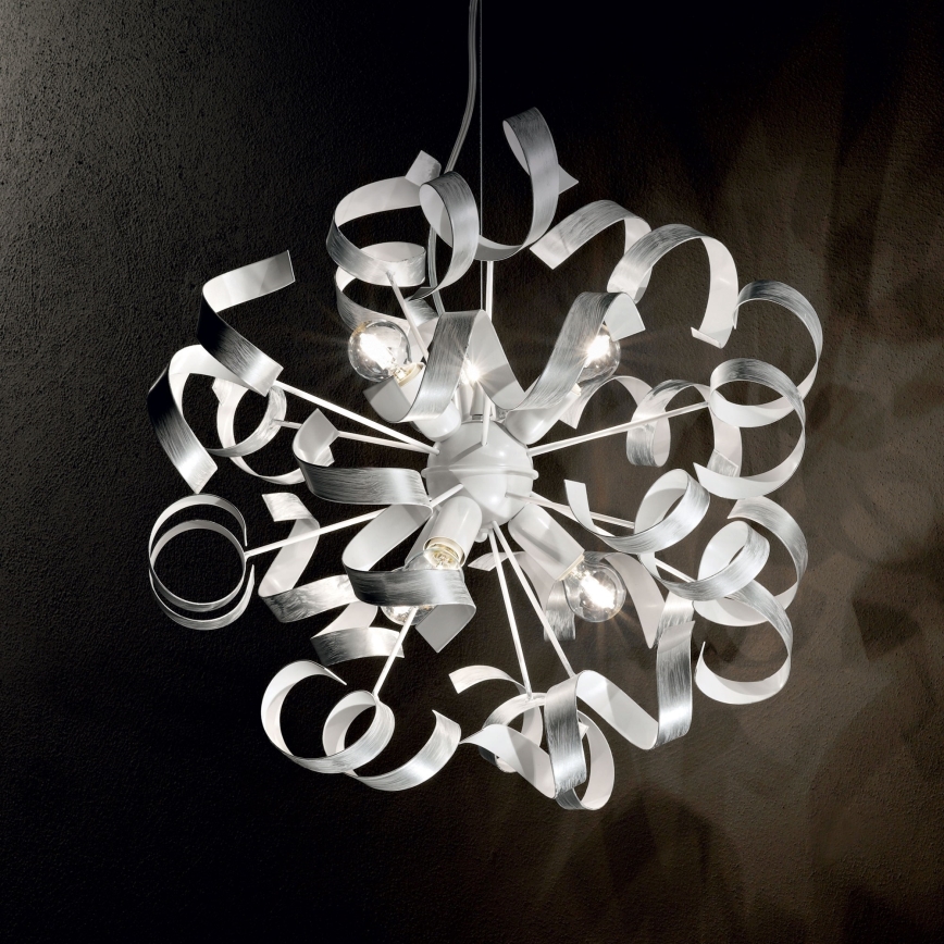 Ideal Lux - Luster na sajli VORTEX 6xE14/40W/230V pr. 53 cm srebrna/patina