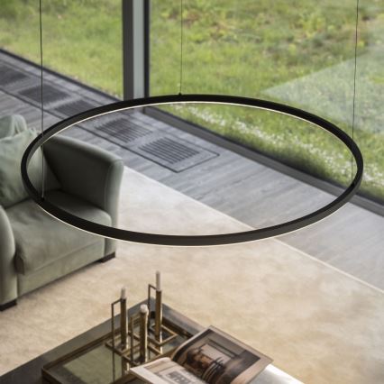 Ideal Lux - LED luster na sajli ORACLE SLIM LED/29W/230V 4000K CRI 90 Ø 50 cm crna