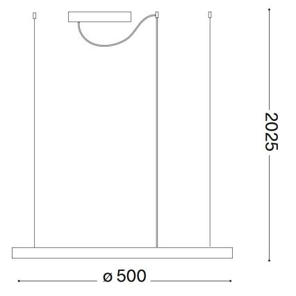 Ideal Lux - LED luster na sajli ORACLE SLIM LED/29W/230V 4000K CRI 90 Ø 50 cm crna