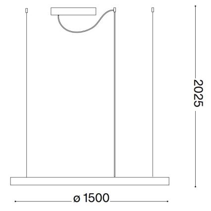 Ideal Lux - LED luster na sajli ORACLE SLIM LED/83W/230V 2700K CRI 90 Ø 150 cm crna