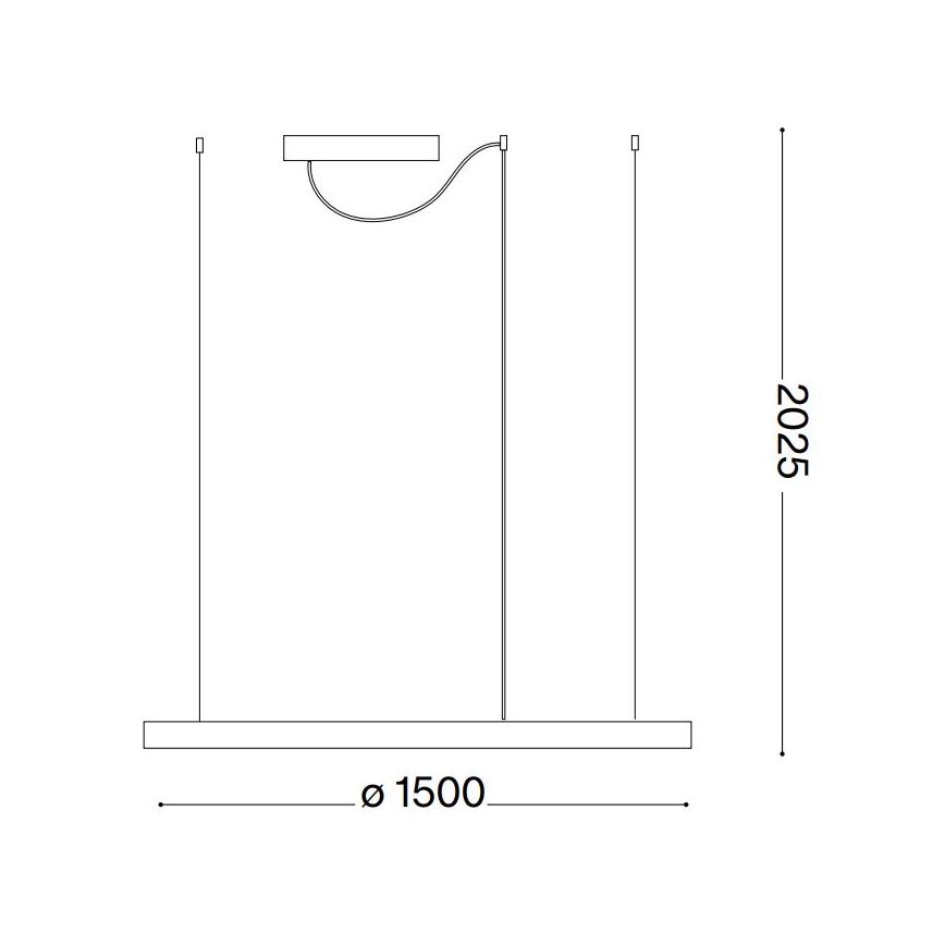 Ideal Lux - LED luster na sajli ORACLE SLIM LED/83W/230V 2700K CRI 90 Ø 150 cm crna