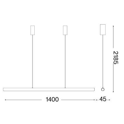 Ideal Lux - LED luster s mogućnošću prigušivanja na sajli DORICA LED/35W/230V CRI 90 140 cm crna