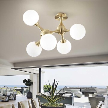 Ideal Lux - Plafonski luster NODI 5xE14/28W/230V 50x55 cm mesing/bijela