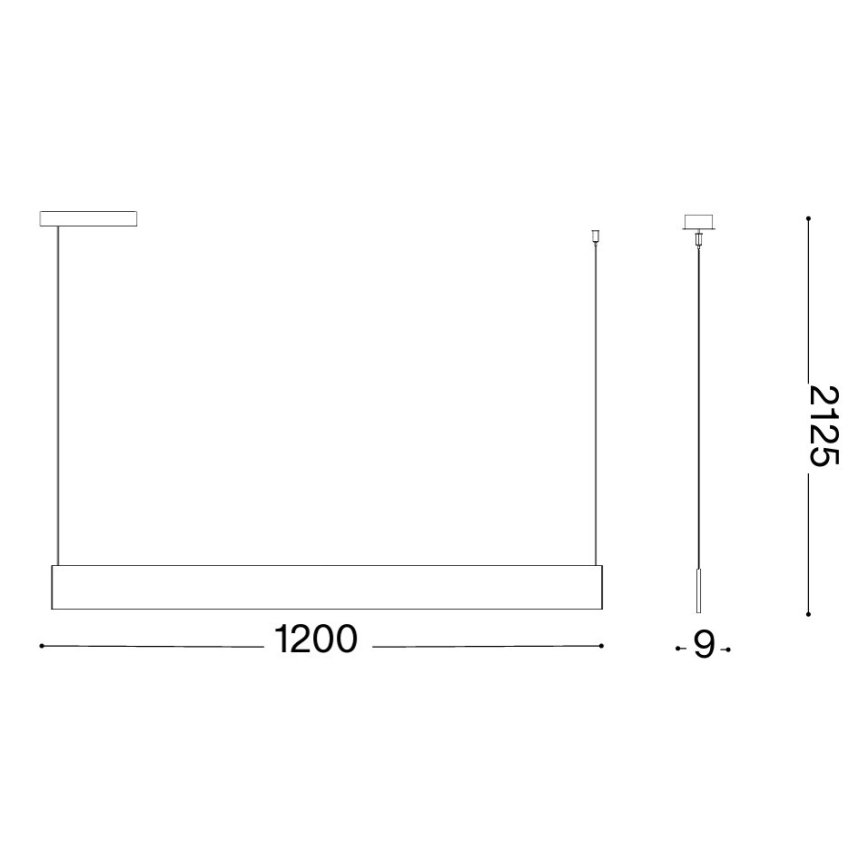 Ideal Lux - STEEL, LED luster na sajli, 24W, 230V, 3000K, CRI 90, 120 cm, crna