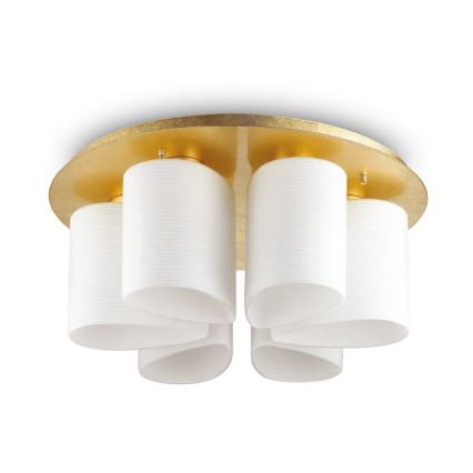 Ideal Lux - Stropna svjetiljka DAISY 6xE27/52W/230V pr. 60 cm zlatna/bijela