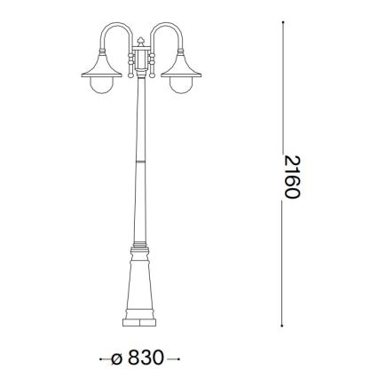 Ideal Lux - Vanjska lampa CIMA 2xE27/52W/230V 216 cm IP43 patina