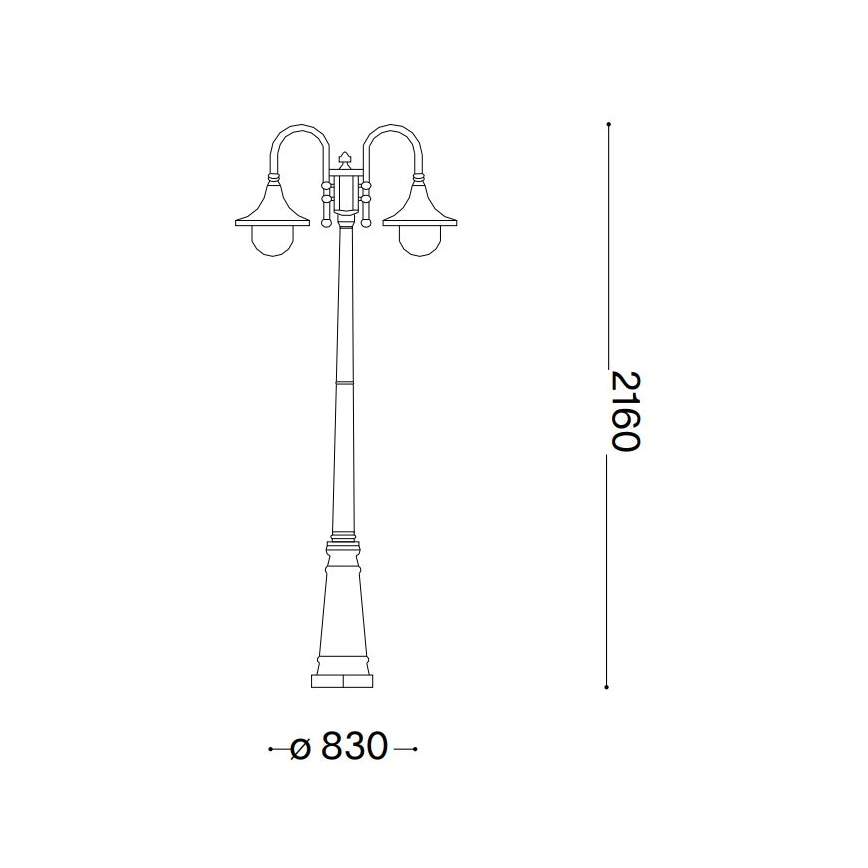 Ideal Lux - Vanjska lampa CIMA 2xE27/52W/230V 216 cm IP43 patina