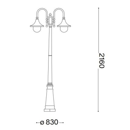 Ideal Lux - Vanjska lampa CIMA 2xE27/52W/230V 216 cm IP43 smeđa