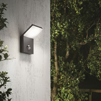 Ideal Lux - vanjsko LED svjetlo s detektorom pokreta STYLE LED/9W/230V 4000K CRI 90 IP54 antracit