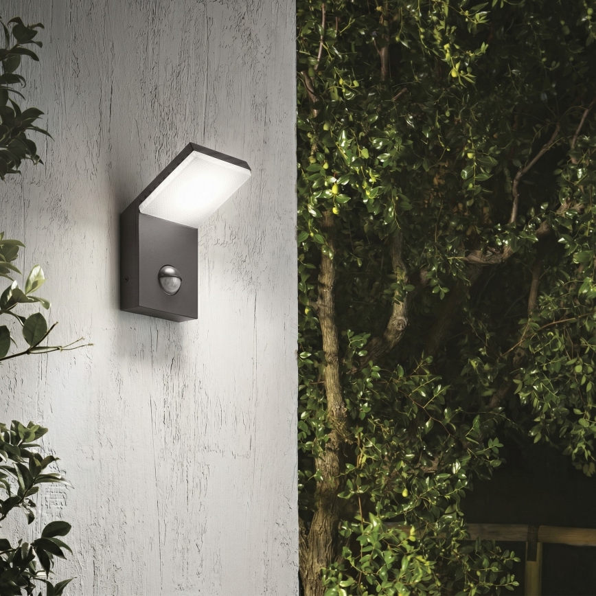 Ideal Lux - vanjsko LED svjetlo s detektorom pokreta STYLE LED/9W/230V 4000K CRI 90 IP54 antracit