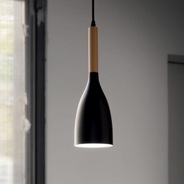 Ideal Lux - Viseća svjetiljka na kabelu MANHATTAN 1xE14/40W/230V Ø 11 cm crna/bukva