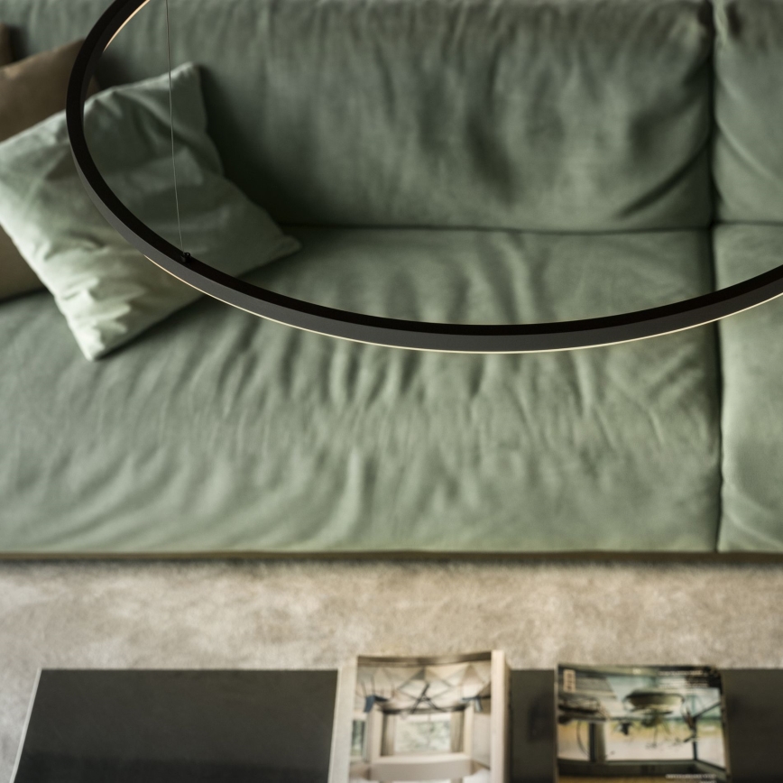 Ideal Lux - LED luster na sajli ORACLE SLIM LED/53W/230V 2700K CRI 90 Ø 90 cm crna