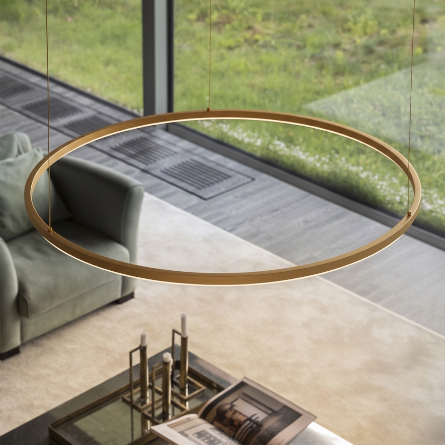 Ideal Lux - LED luster na sajli ORACLE SLIM LED/53W/230V 3000K CRI 90 Ø 90 cm zlatna