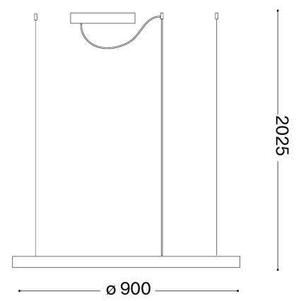 Ideal Lux - LED luster na sajli ORACLE SLIM LED/53W/230V 3000K CRI 90 Ø 90 cm zlatna
