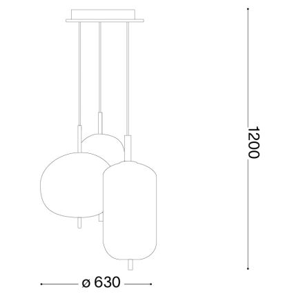 Ideal Lux - Viseći LED luster na sajli UMILE LED/55W/230V Ø 63 cm CRI 90 mesing/bijela