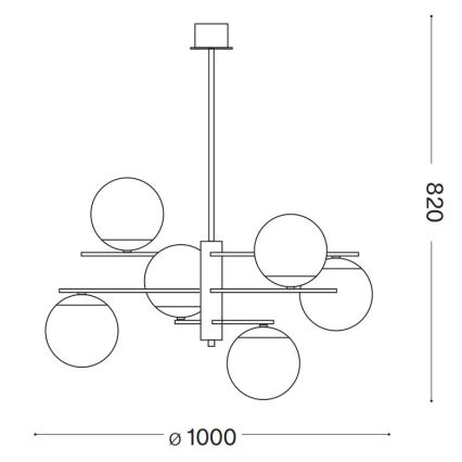 Ideal Lux - Viseći luster GOURMET 6xE14/28W/230V pr. 100 cm zlatna