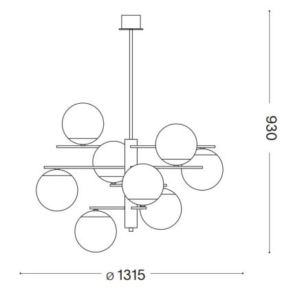 Ideal Lux - Viseći luster GOURMET 9xE14/28W/230V pr. 131,5 cm zlatna