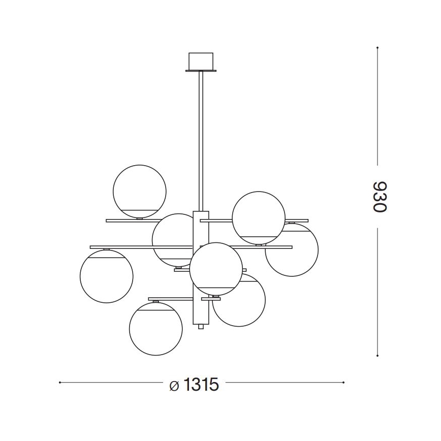 Ideal Lux - Viseći luster GOURMET 9xE14/28W/230V pr. 131,5 cm zlatna