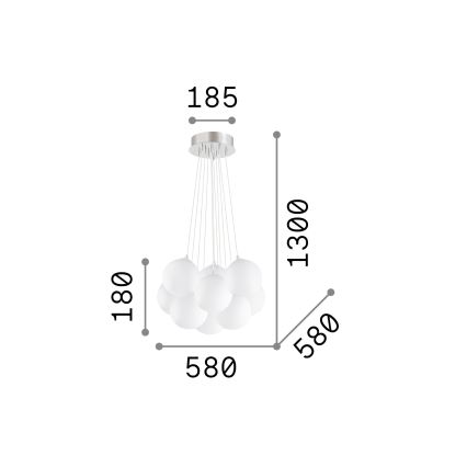 Ideal Lux - Viseći luster na lanku MAPA 11xE14/40W/230V Ø 58 cm bijeli