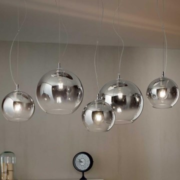 Ideal Lux - Viseći luster na sajli NEMO PLUS 5xE27/42W/230V sjajni krom/dimno siva