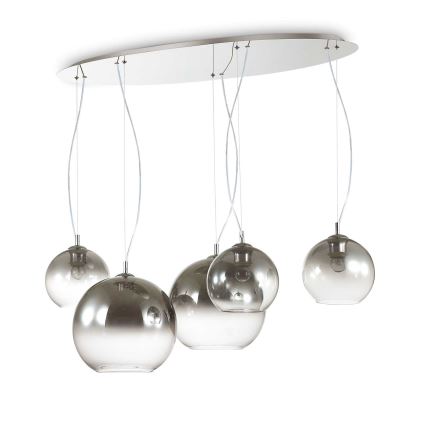 Ideal Lux - Viseći luster na sajli NEMO PLUS 5xE27/42W/230V sjajni krom/dimno siva