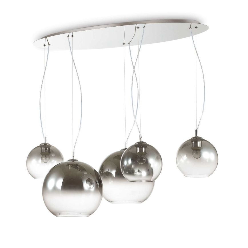 Ideal Lux - Viseći luster na sajli NEMO PLUS 5xE27/42W/230V sjajni krom/dimno siva