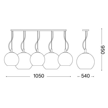 Ideal Lux - Viseći luster na sajli NEMO PLUS 5xE27/42W/230V sjajni krom/dimno siva