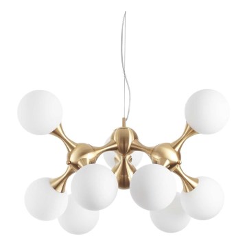 Ideal Lux - Viseći luster na sajli NODI 9xE14/28W/230V Ø 80 cm mesing/bijela