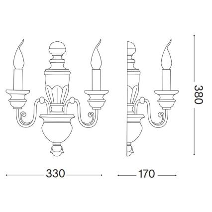 Ideal Lux - Zidna lampa FIRENZE 2xE14/40W/230V bijela/zlatna