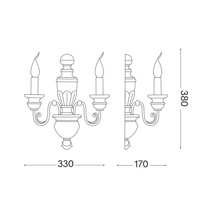 Ideal Lux - Zidna lampa FIRENZE 2xE14/40W/230V bijela/zlatna