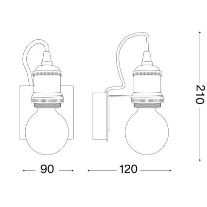 Ideal Lux - Zidna lampa FRIDA 1xE27/60W/230V bakar