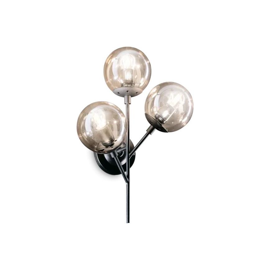 Ideal Lux - Zidna lampa KEPLER 3xE27/42W/230V crna/dimna