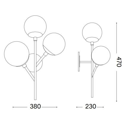 Ideal Lux - Zidna lampa KEPLER 3xE27/42W/230V crna/dimna