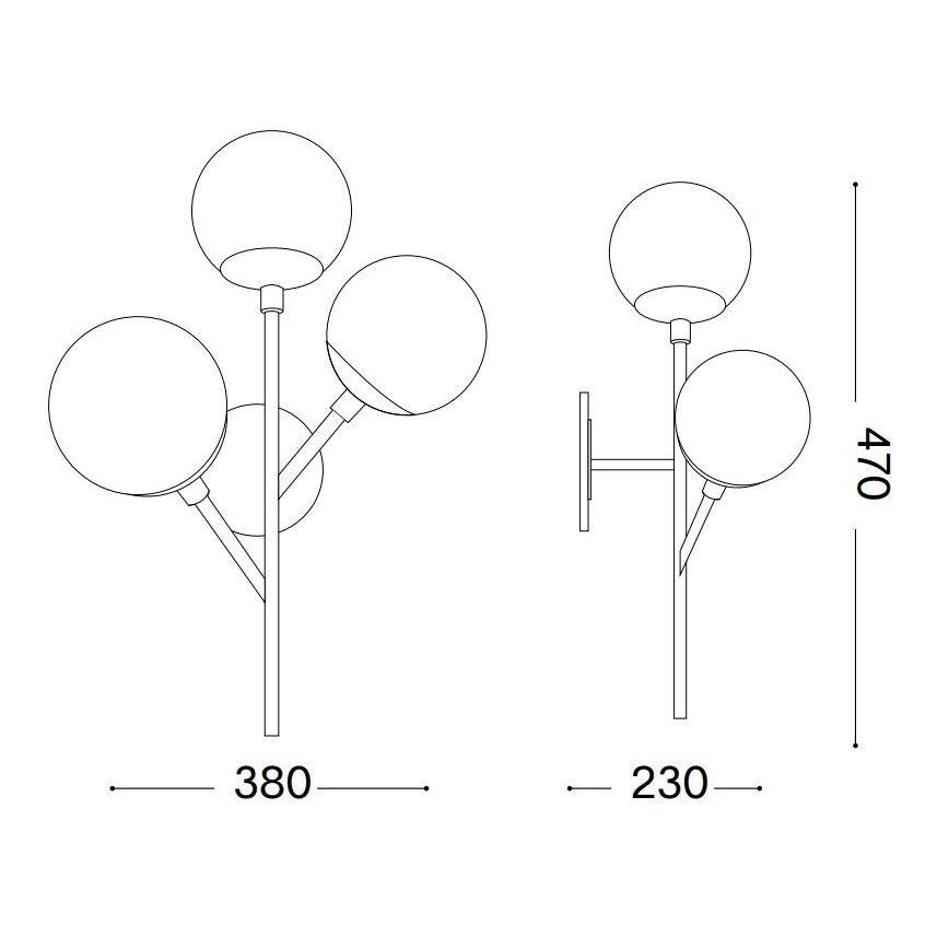 Ideal Lux - Zidna lampa KEPLER 3xE27/42W/230V crna/dimna