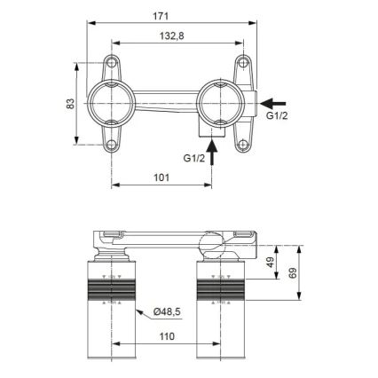 Ideal Standard A1313NU - Ugradbeno kućište za podžbuknu umivaoničku bateriju BUILT-IN, plavo