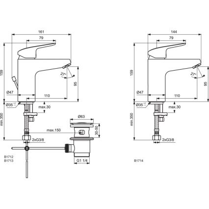 Ideal Standard B1714AA - Slavina za umivaonik CERAFLEX 15,9 cm sjajni krom