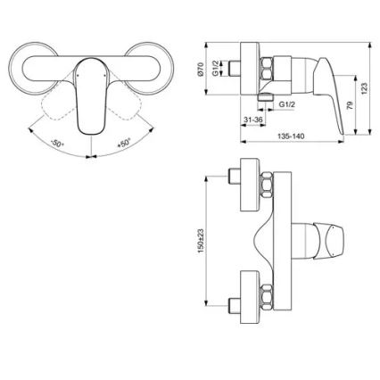 Ideal Standard B1720AA - Miješalica za tuš CERAFLEX, sjajni krom